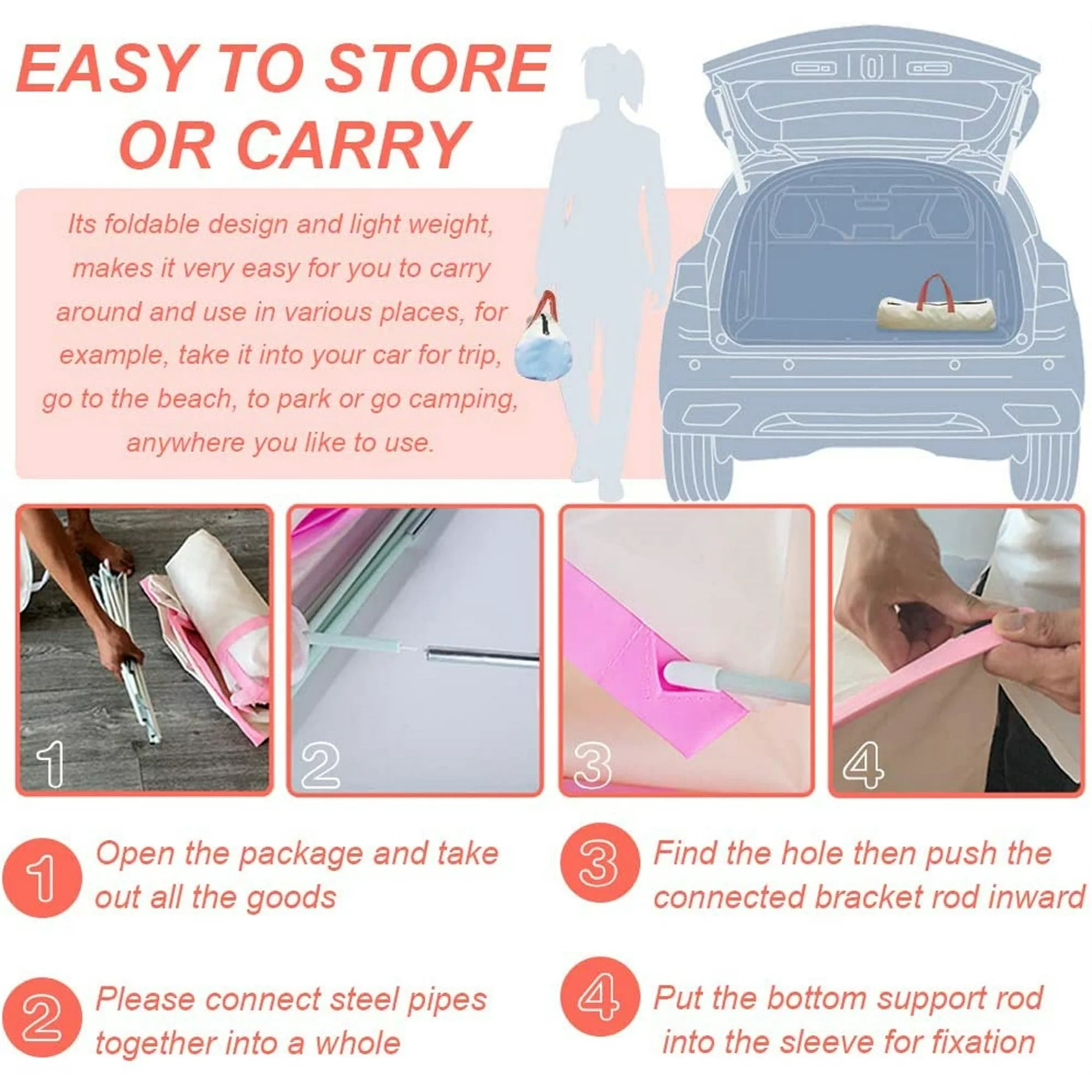 Kepooman Play Tent for Kids, Indoor Playhouse Tents with Carry Bag, Birthday and Christmas Toy Gift for Children Boys Girls, Pink Kepooman Play Tent for Kids, Indoor Playhouse Tents with Carry Bag, Birthday and Christmas Toy Gift for Children Boys Girls, Pink