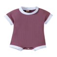 thumbnail image 1 of POINTERTECK Baby Summer Romper  Infant Toddler Color Contrasts Ribbed Short Sleeve Crew Neck One-Piece Bottom Jumpsuit, 1 of 6