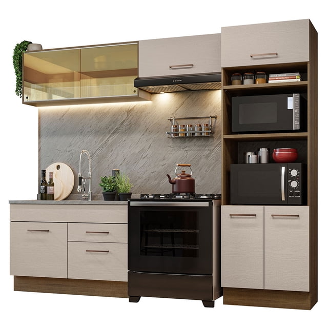 Cocina Integral 270cm Agata Madesa 05 Marrón/Crema