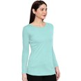 thumbnail image 2 of eloria Women's T-Shirt Round Neck Solid Color Plain Full Sleeve T-Shirt Color: Sky Blue | Size: M, 2 of 7