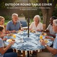 thumbnail image 3 of Round Outdoor Tablecloth with Umbrella Hole and Zipper, Tropical Palm Trees Tablecloth with Elastic Waterproof, Summer Coastal Navy Blue Vintage Patio Table Covers for 31" - 35" Picnic Pool Tables, 3 of 9