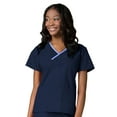 thumbnail image 2 of Maevn Core Women's Y-Neck Mock Wrap Top & Flare Leg Pant Scrub Set, 2 of 5
