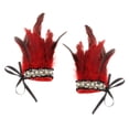 thumbnail image 3 of 1 par de muñequeras de felpa, accesorios para disfraces, plumas sintéticas Steampunk, calentadores de brazos teñidos, muñequera para baile latino, rojo Macarena Puños de muñeca, 3 of 8