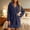 Navy, variant on Women's Double Sided Hooded Short Bathrobe, Vertical Striped Wrap Robe Self Tie Belt Warm Plush Mini Loungewear Sleep Robe with Side Pockets Watermelon Red XL