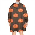 thumbnail image 2 of Wearable Oversized Blanket,Brown Halloween Pumpkin Faces Wearable Blanket Hoodie for Adults,Cozy Hooded Blankets with Super Pockets,Super Warm Fuzzy Pullover for Women & Men, 2 of 6