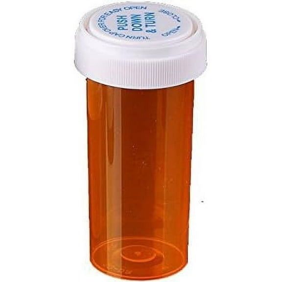 Pharmacy Prescription Vials, Amber Child Resistant Medicine Bottle, 40 Dram Reversible, Caps Included, Pack of 130 (Pill Container, Pharmacy Bottle, Pharmacy Container) by Sponix BioRx
