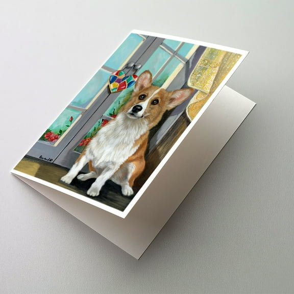 Corgi Suncatcher Greeting Cards and Envelopes Pack of 8