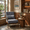 Brown, Gray, variant on Ciphrias Accent Chair Arm Chair with Pillow Upholstered Reading Chair Rubberwood Frame Antique Dark Grey for Living Room Bedroom Balcony