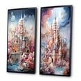 thumbnail image 3 of Designart "Castles curious Wonder Pastel III" Castles Framed Wall Art Set Of 2 - Multi-Color Architecture Frame Gallery Set For Office Decor, 3 of 7