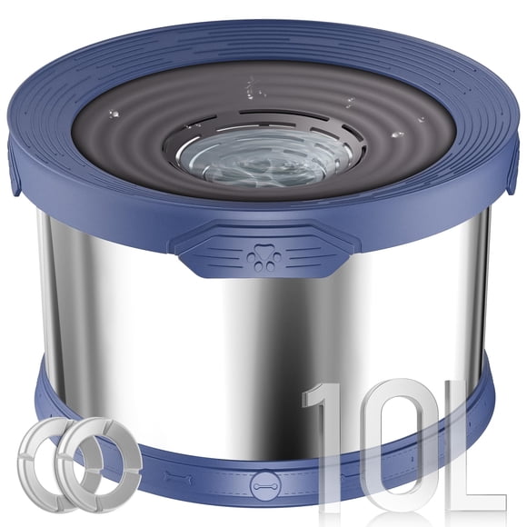 Cuenco de agua para perros UPSKY de acero inoxidable, 10 litros, a prueba de derrames, azul