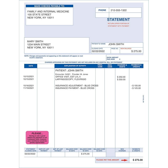 Polite Payment Reminder Label for Patient Billing, Fluorescent 1-1/2” x 7/8”, Permanent Adhesive, 250 Stickers/Box,