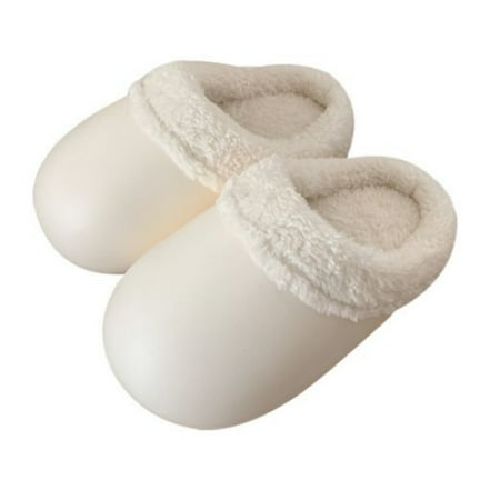 

Penkiiy Warm Slippers for Women Winter Indoor Single Color Water Proof Soft Bottom Cotton Slippers Gooses Eggs Shoes Bedroom Warm Cotton Shoes Plush Slippers Ladies Cotton Slippers White Slippers