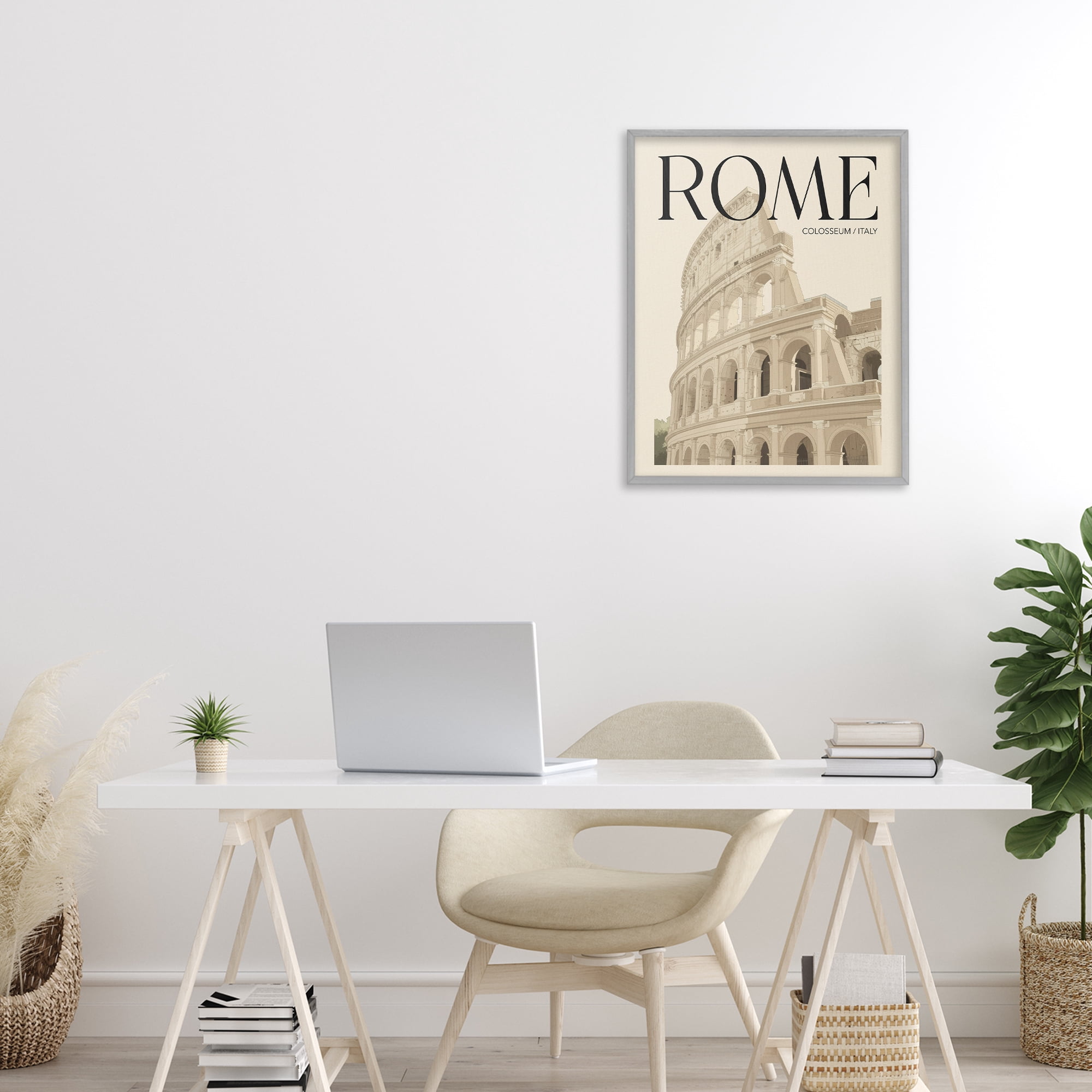 Stupell Industries Vintage Rome Colosseum Gray Framed Giclee Art, design by Andreas Magnusson