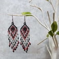 thumbnail image 2 of Long Multicolored Seed Bead Fringe Beaded Dangle Earrings - Womens Fashion Handmade Jewelry Boho Accessories, 2 of 2