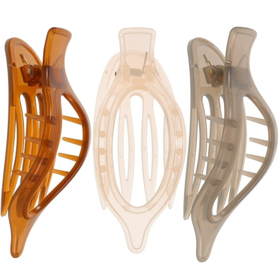 STRANDCHIC 3Pcs Hair Barrette Clips Hair Styling Tool Acrylic Grey for Women Face Washing