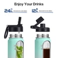 thumbnail image 3 of GEDUX 24oz Insulated Stainless Steel Water Bottle with 2 Leak Proof Lids (Spout Lid and Straw Lid) Wide Mouth for Sports and Travel, 3 of 7