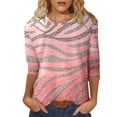 thumbnail image 1 of WEAIXIMIUNG Funny Tshirts Shirts for Women Plus Size Women Spring and Summer Casual Round Neck Three Quarter Sleeve Tshirt Gradient Pattern Print Top, 1 of 4