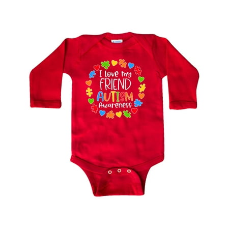 

Inktastic I Love my Friend Autism Awareness Gift Baby Boy or Baby Girl Long Sleeve Bodysuit
