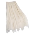 thumbnail image 2 of Mifsaly Pearl Beaded Tulle Skirt Women Layered Ruffle High Waist Aline Skirts Tiered Flowy Elegant Bridal and formal Occasion Outfits Free Size, 2 of 5
