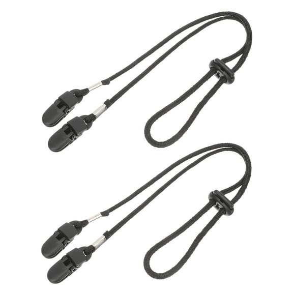 2Pcs Black Adjustable Hat Strap Clips Windproof Strap Clips Cap Retainers Anti- Lost Strap Removable Chin Cord with Cord Locks for Camping Hiking Fishing Outdoor