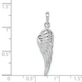 thumbnail image 2 of Sterling Silver Rhodium-Plated Polished/Textured Angel Wing Pendant (33.65 X 8.54) Made In India qc8421, 2 of 2