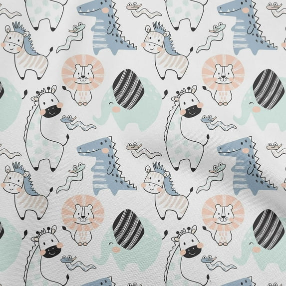 oneOoneSilkTabbyWhiteFabricKidsCutieAnimalFabricForSewingPrintedCraftFabricByTheYard42InchWide