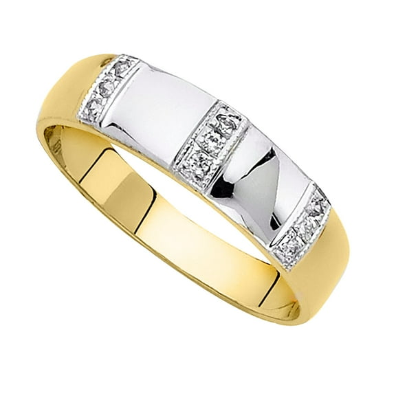 Precious Stars 14K Two-Toned Gold Cubic Zirconia 6-mm Men's Wedding Band
