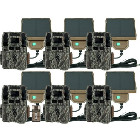 Browning Trail Camera Dark Ops Pro DCL NANO (6 Pack) Bundle with Solar Camera Power Accessories (6 Pack) and Card Reader - 13 Items