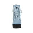 thumbnail image 6 of DARING DIVA Women's Zip Platform Block Heel Combat Boots Denim Blue 9, 6 of 7