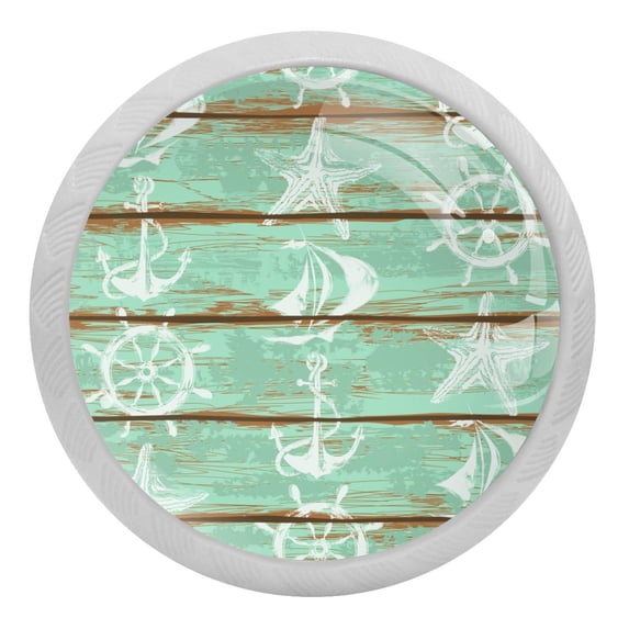 4PCS Round Anchor Cabinet Fluorescence Knob Glowing in the Dark Furniture Drawer Pulls Handle with Screws