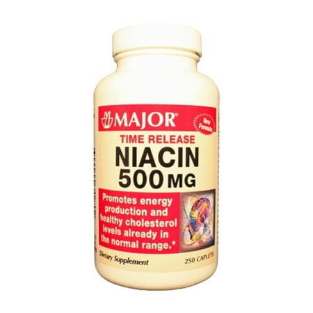 Major Time Release Niacin Caplets, 500 mg, 250 Count