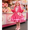 thumbnail image 6 of Satmonnus G'irls Pink Princess Dress Costumes, K'ids Pink Costume Contains Coat, Dress, Waist Belt, Heart Bag & Chain for Cosplay, Halloween Christmas Birthday Cosplay Party, 6 of 7