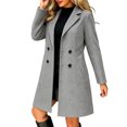 thumbnail image 6 of TGSLY Women's Wool Blend Coat Trendy Soft Notched Lapel Double Breasted Button Outerwear Loose Casual Long Sleeve Winter Mid Length Jacket L, 6 of 7