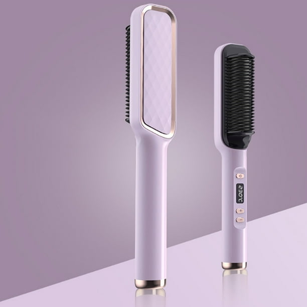 Electrodomésticos Peine para alisar el cabello, cepillo y plancha para alisar el cabello con revestimiento para un calentamiento uniforme, herramienta de peinado con pantalla LED, colgante