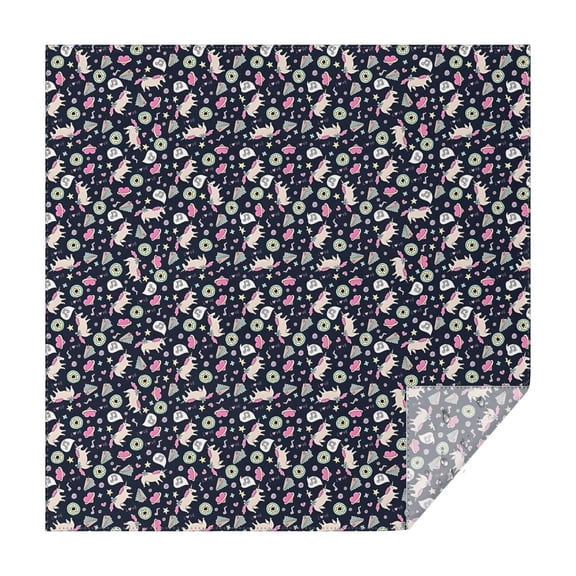 Dark Blue Cartoon Unicorn Pattern Square Tablecloth,Waterproof Square Table Cover,Wipeable Spillproof Washable Table Cover for Home Kitchen Party Decor 42"X42"(107x107cm)