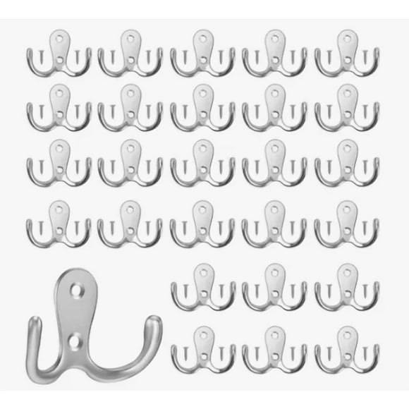 30pzs  Xtellar Gancho Perchero Doble Colgador Pared Organizador Color Plata
