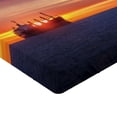 thumbnail image 2 of Ambesonne Nautical Fitted Sheet, Sunrise over Sea Ship, Full Size, Blue Orange, 2 of 3