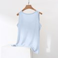 thumbnail image 5 of Wyobmus Women Linen Tank Tops Wide Strap Round Neck Cotton Tops Loose Soft Camisole Basic Shirts Sky Blue, 5 of 6