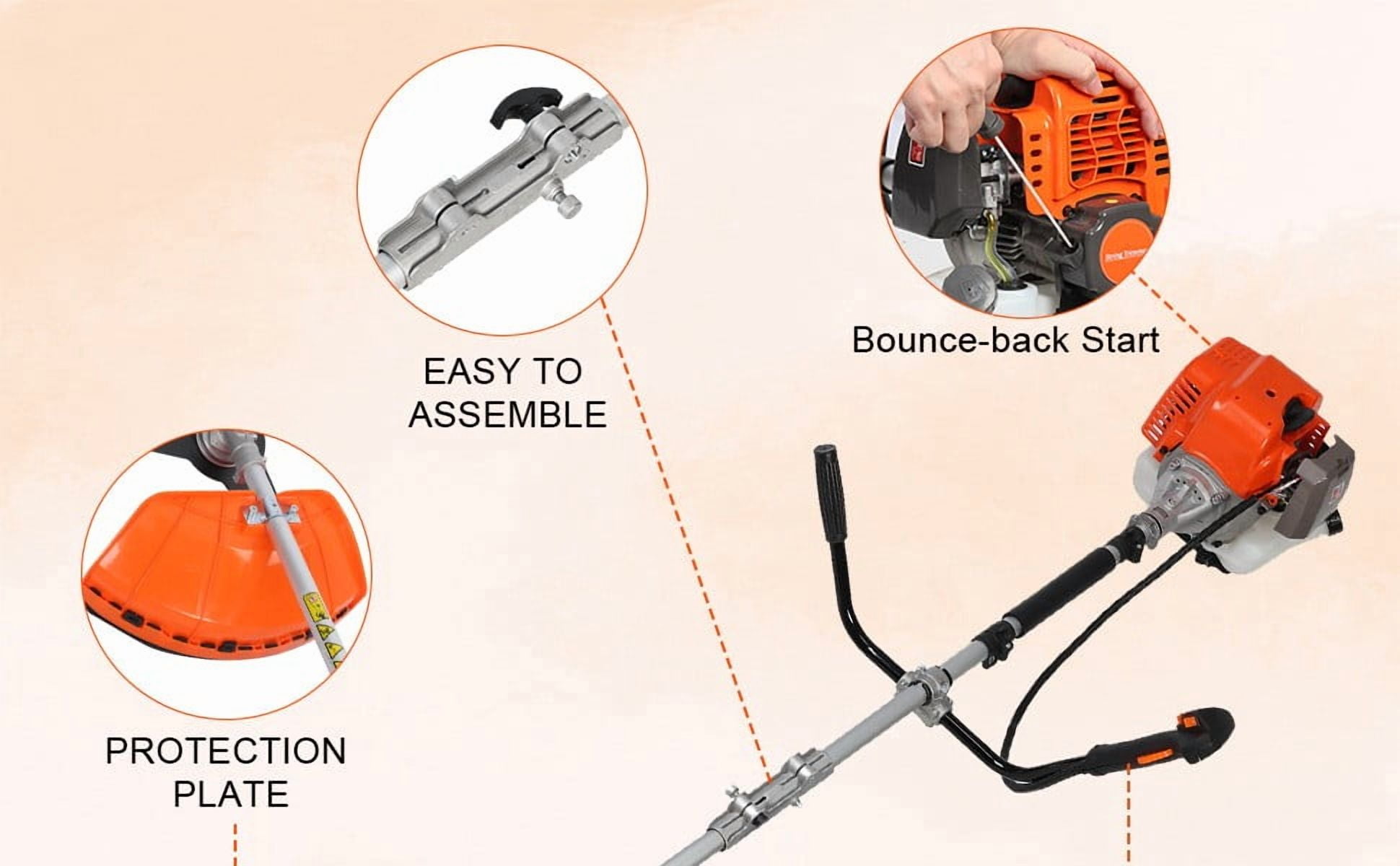 Gas String Trimmer | 2 in 1 Cordless String Trimmer | 52cc 2-Stroke Weed Wacker Gas Powered | Weed Eater| Gas Weed Eater | Grass Trimmer | 10'' Brush Cutter & Shoulder Strap Included