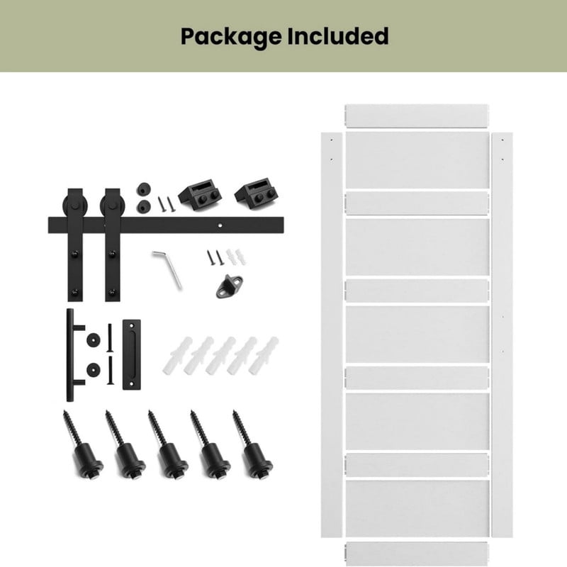 Easy4Home 36"x84" Sliding Barn Door in Waterproof PVC Coating with 6.6FT Track and Hardware Kit