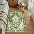 thumbnail image 4 of Wonnitar 3'x5' Boho Tribal Entryway Rug, Washable Area Rug for Kitchen Non Slip Stain Resistant, Low Pile Vintage Cottage Throw Rug for Bedroom Bathroom Laundry Room, Green, 4 of 8