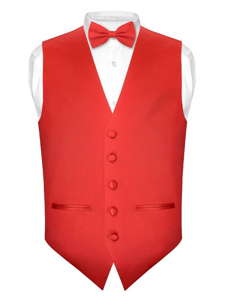 New Men's Vesuvio Napoli Tuxedo Vest Waistcoat Necktie Hankie set prom party Red 