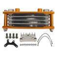 thumbnail image 1 of Juego de radiador de enfriador de aceite de motocicleta de 17 piezas, kit de refrigeración de aceite de motor de 4 filas de aluminio, reemplazo para Monkey 125cc-140cc, dorado, 1 of 5
