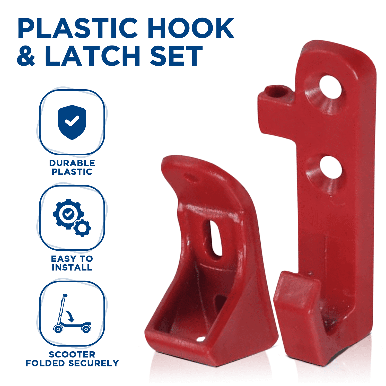 AlveyTech Red Plastic Hook & Latch Set for the GOTRAX GXL V2, XR
