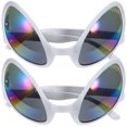 thumbnail image 1 of FELTECHELECTR 2 gafas de imitación de extraterrestre, divertidas, para fiestas y reuniones (marco plateado)., 1 of 5