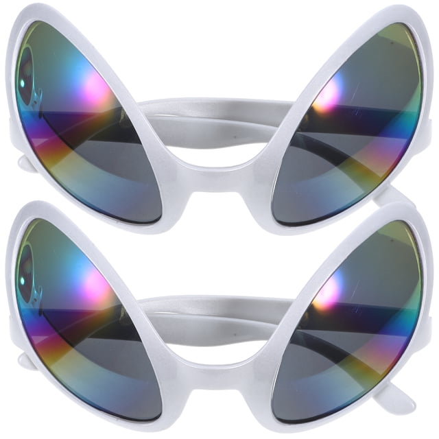 FELTECHELECTR 2 gafas de imitación de extraterrestre, divertidas, para fiestas y reuniones (marco plateado).