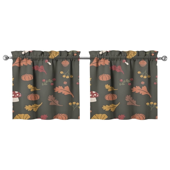 Mushroom (42) Kitchen Curtains - Vintage Tier Curtains for Bathroom Living RV Rod Pocket Window Drapes 36 Inch 2 Panels Set 27.5"x24" Window Treatment Tiers