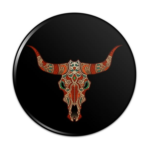 Bull Skull Day Of The Dead Pinback Button Pin