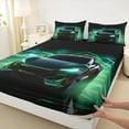 thumbnail image 3 of Manfei Colorful Racing Car Full Size Sheets,Speed Game Bed Sheets,Green Black Vehicle Sheet Sets For Kids,Breathable Home Decor,4-Piece, 3 of 7