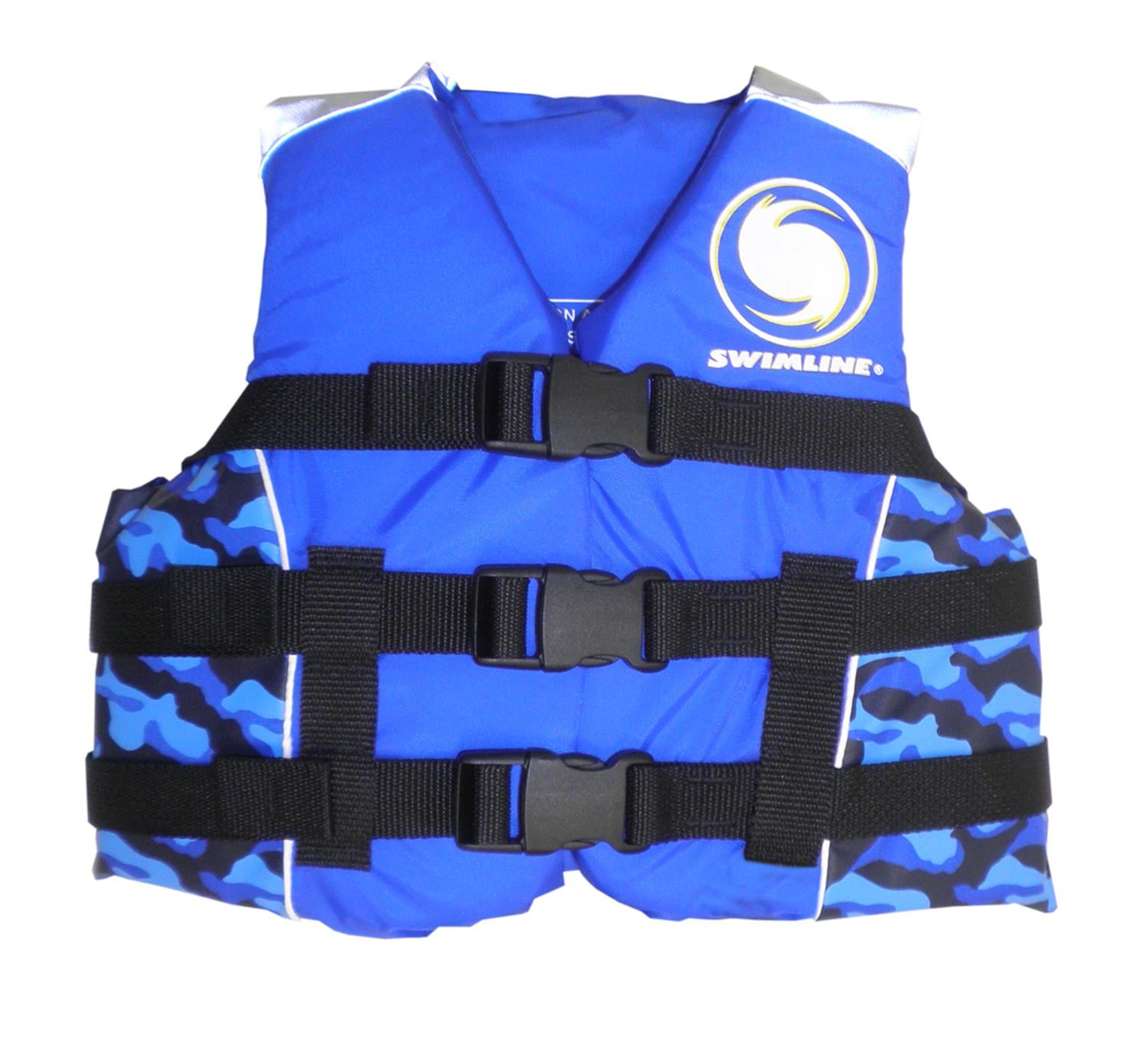 USCG Approved Water or Swimming Pool Cool in Blue Camouflage Child Life Vest for Boys Up to 90lbs by Swim Central